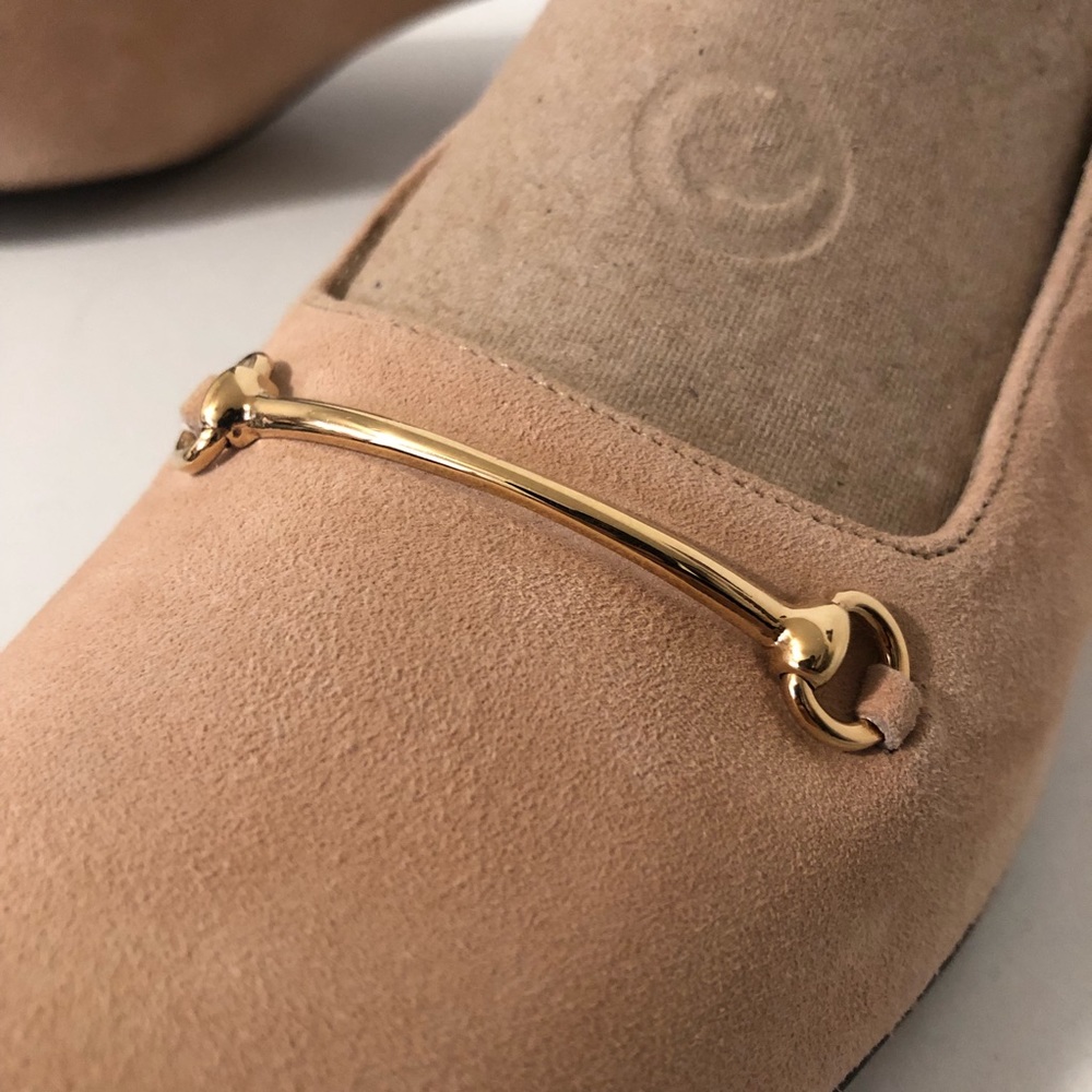 (NWOT) Gucci Vintage Suede Horse Bit Taupe Pink Mid-Heel Pointed Heels | 38C - Picture 7 of 16